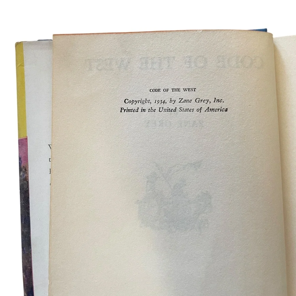Code of the West Zane Grey 1934 Hardcover w/ Dust Jacket Western Novel Adventure
